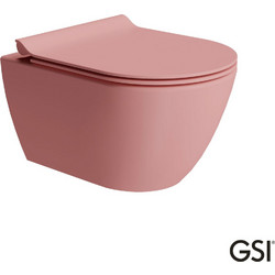 GSI Pura/50 Swirlflush Λεκάνη Τουαλέτας Κρεμαστή χωρίς Καζανάκι με Κάλυμμα Slim Soft Close Ροζ 881600SC-821