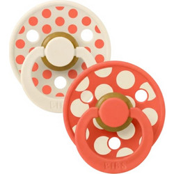 BIBS Colour Πιπίλες Καουτσούκ 6-18m Polka Dot Ivory Tango 2τμχ