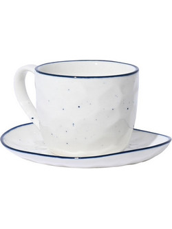 Estia Pebbles Σετ Φλιτζάνια Espresso Lungo Ελληνικού Καφέ & Τσαγιού Πορσελάνης Λευκά Μπλε 120ml 6τμχ 07-37086