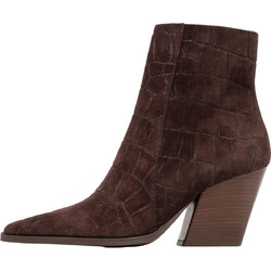 Sante Γυναικεία Μποτάκια Cowgirl Suede Καφέ με Χοντρό Ψηλό Τακούνι 26-536