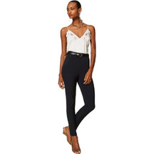 TWINSET Ψηλόμεσο Υφασμάτινο Γυναικείο Παντελόνι Slim Εφαρμογή Μαύρο 262TT2330-00006