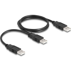 DeLOCK 80000 Καλώδιο USB-A Male 2.0 to 2xUSB-A Male 0.7m Black