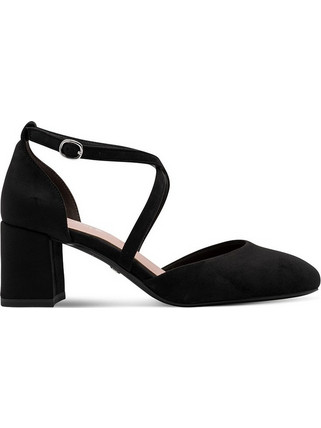 Tamaris Γόβες Suede με Χοντρό Χαμηλό Τακούνι & Λουράκι Μαύρες 1-22438-47-001
