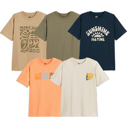 La Redoute Σετ Παιδικά T-Shirt Κοντομάνικα Μπεζ Πράσινο Mint Navy Μπλε Πορτοκαλί 351282315