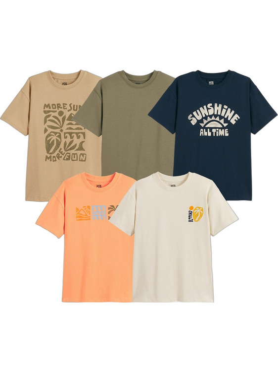 La Redoute Σετ Παιδικά T-Shirt Κοντομάνικα Μπεζ Πράσινο Mint Navy Μπλε Πορτοκαλί 351282315