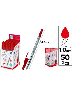 MP Στυλό Διαρκείας 1mm Κόκκινο 50τμχ PE144-50R