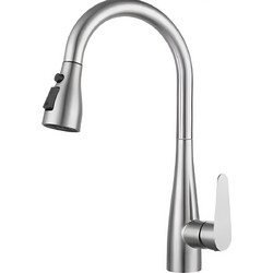 Kmt Style 8412688916591 Μπαταρία Κουζίνας Πάγκου Διπλής Παροχής Ανάμεικτη με Ντουζ Inox