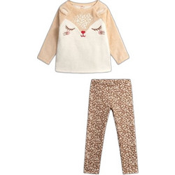 Dpam Cute Deer Παιδική Πιτζάμα Βελουτέ Χειμωνιάτικη Μπεζ Καφέ VEFAPYJFAW