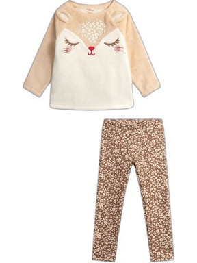 Dpam Cute Deer Παιδική Πιτζάμα Βελουτέ Χειμωνιάτικη Μπεζ Καφέ VEFAPYJFAW