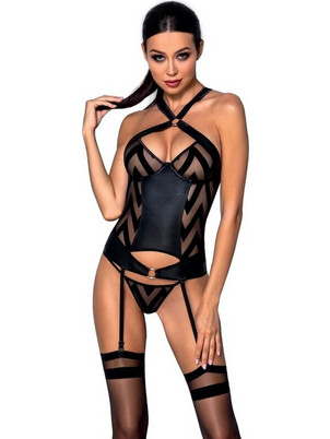 Passion Hima Sexy Κορσές με Ζαρτιέρες Μαύρος 42756
