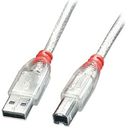 Lindy 41753 Καλώδιο Braided USB-A Male 2.0 to USB-B Male 2m Transparent