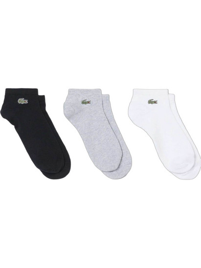 Lacoste Ανδρικές Κάλτσες Κοντές Μαύρες Λευκές Γκρι 3Pack RA9267