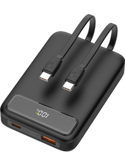 Deltaco PB-CC100 Power Bank 10000mAh 20W με Ενσωματωμένο Καλώδιο USB-C Power Delivery Black