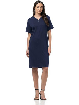 Bodymove Midi Καλοκαιρινό Καθημερινό Φόρεμα Μεταξωτό Navy Μπλε 1407
