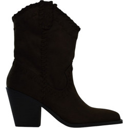 Corina Γυναικεία Μποτάκια Cowgirl Suede Σοκολατί με Χοντρό Χαμηλό Τακούνι M6780