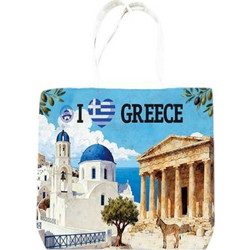 Tradesor Greece Υφασμάτινη Τσάντα Θαλάσσης Ώμου Μπλε 40x45cm 871997