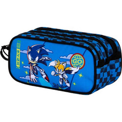 Karactermania Sonic The Hedgehog Κασετίνα Βαρελάκι με 3 Θήκες Μπλε 09811