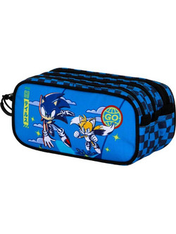 Karactermania Sonic The Hedgehog Κασετίνα Βαρελάκι με 3 Θήκες Μπλε 09811