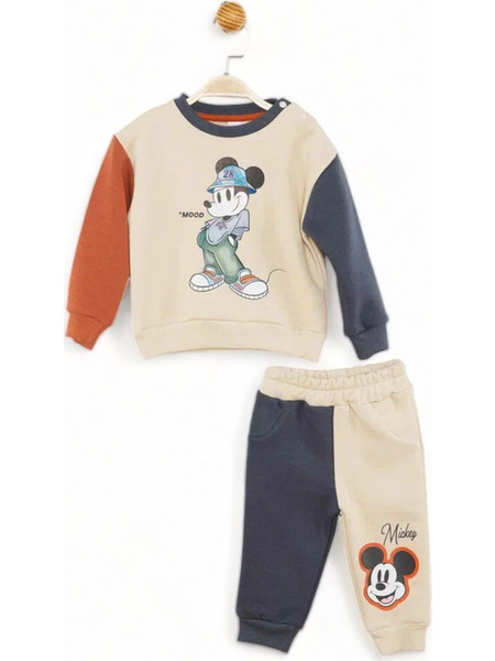 Cimpa Mickey Mouse Βρεφικό Σετ Φόρμας για Αγόρι Χειμωνιάτικο Μπεζ Navy Μπλε MC21136