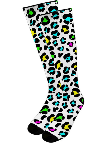 NODO Wild Animal Print Ανδρικές Κάλτσες Ψηλές Λευκές PR10079