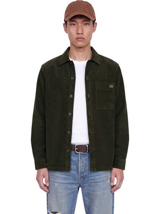 Jack & Jones Ανδρικό Πουκάμισο Κοτλέ Μακρυμάνικο Κανονική Γραμμή Overshirt Χακί 12299048