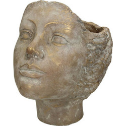 JK Home Decoration Κασπώ Πρόσωπο Πήλινο Χρυσό 15cm