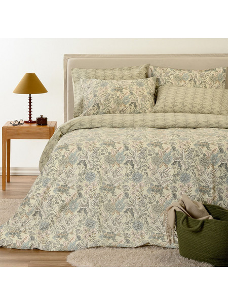 Melinen Σετ Σεντόνια Μονά Βαμβακερά 170x270 Ultra Line Eduarda Olive Aqua