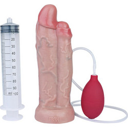 Kinksters Ejaculation Διπλό Dildo με Βεντούζα Όρχεις & Δυνατότητα Εκσπερμάτωσης 21cm Flesh