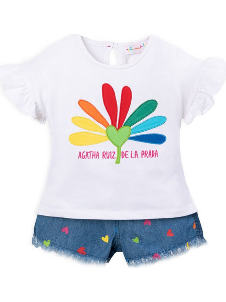 Agatha Ruiz De La Prada Βρεφικό Σετ για Κορίτσι Καλοκαιρινό Λευκό Navy Μπλε 4625S22-B09