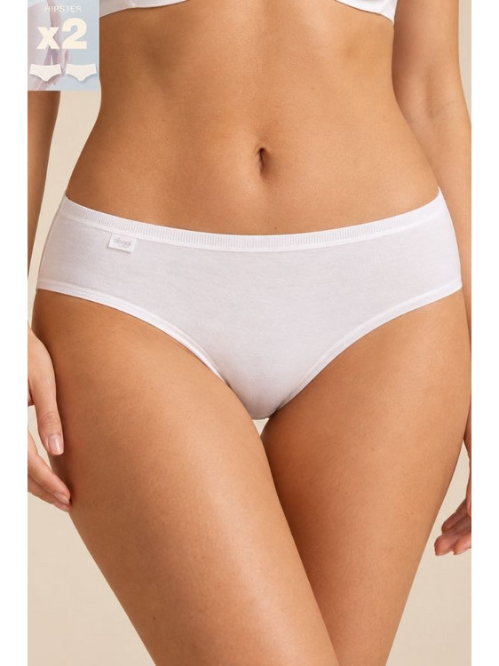 Sloggi EverNew Βαμβακερά Γυναικεία Slip Λευκά 2Pack 10156905-0003
