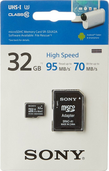 Κάρτα Μνήμης Sony microSDHC 32GB Class 10 UHS-I 95MB/s + Adapter