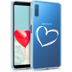 KW Heart Design Back Cover Silicone Transparent (Galaxy A7 2018)