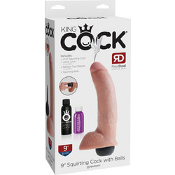 Pipedream King Cock 9" Ρεαλιστικό Dildo με Βεντούζα Όρχεις & Δυνατότητα Εκσπερμάτωσης 23cm Flesh