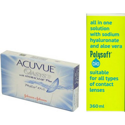 Acuvue Johnson Oasys 15θήμεροι Φακοί Επαφής Σιλικόνης Υδρογέλης με Φίλτρο UV 6τμχ + 1 Υγρό Polysoft 360ml