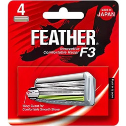 Feather Innovative Comfortable F3 Ανταλλακτικά Ξυραφάκια με 3 Λεπίδες & Λιπαντική Ταινία 4τμχ
