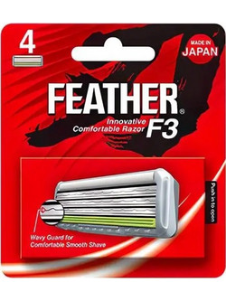 Feather Innovative Comfortable F3 Ανταλλακτικά Ξυραφάκια με 3 Λεπίδες & Λιπαντική Ταινία 4τμχ