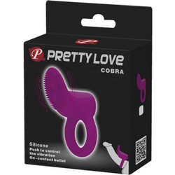 Pretty Love Cobra Ring Ελαστικό Δαχτυλίδι Πέους Σιλικόνης με Δόνηση 2.4cm Μωβ