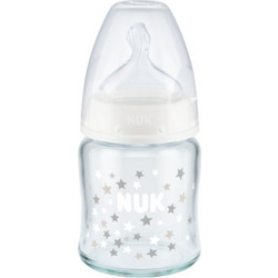 Nuk First Choice+ Γυάλινο Μπιμπερό με Θηλή Σιλικόνης κατά των Κολικών 0-6m Stars White 120ml