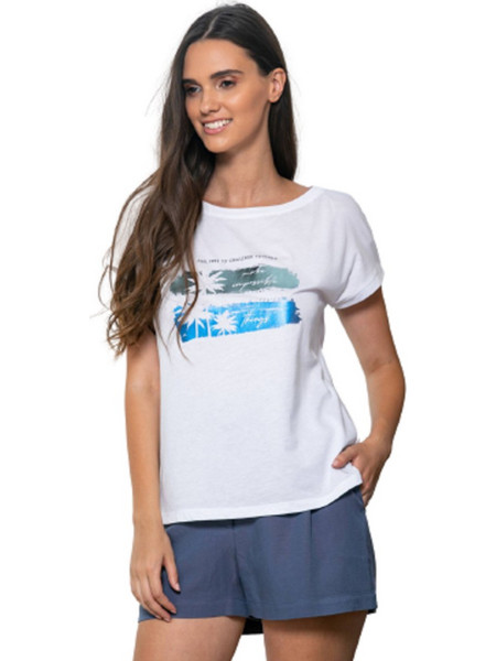 ENZZO T-SHIRT FEEL FREE Λευκό