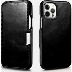 iCarer Vintage Series Side-Open Δερμάτινη Θήκη Apple iPhone 12 / 12 Pro - Black (RIX1210-BK)