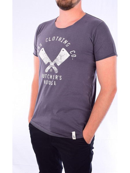BAKERS DOZEN T-SHIRT γκρι κοντο μανικι ΛΑΙΜΟΚΟΨΗ 100%ΒΑΜΒΑΚΙ ΜΕ ΣΤΑΜΠΑ ΕΜΠΡΟΣ ΚΑΝΟΝΙΚΗ ΓΡΑΜΜΗ