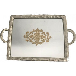For Home Δίσκος Τετράγωνος Polyresin Με Καθρέφτη Ασημί BLY-17812-T-B BLY-17812-T-B