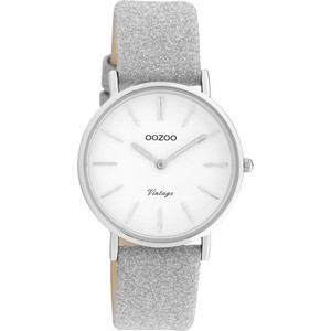 Oozoo Timepieces Γυναικείο Ρολόι με Ασημί Δερμάτινο Λουράκι C20155