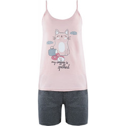Gsecret Babydoll Καλοκαιρινό Βαμβακερό Ροζ Ανθρακί 8631