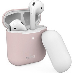 Puro Silicon Case for AirPods with additional cap - Ροζ
