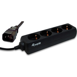 EQUIP Power Strip 4 Schuko sockets for connection to UPS, IEC 320, 1,80m Cable black (333281)