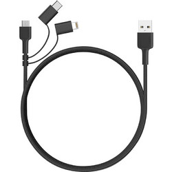 Aukey CB-BAL5 Braided USB to Lightning / Type-C / micro USB Cable Μαύρο 1.2m