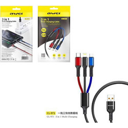 Καλώδιο Γρήγορης Φόρτισης Fast Charging 3 Σε 1 Awei CL-971