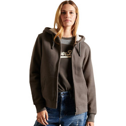 Superdry Γυναικεία Ζακέτα Φούτερ Μακριά με Κουκούλα και Φερμουάρ Ανθρακί W2011217A-06A
