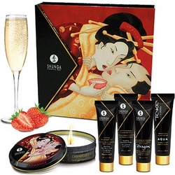 Shunga Erotic Art Geisha Sparkling Strawberry Wine Secret Kit